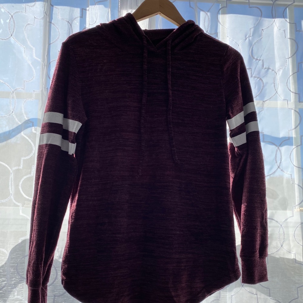 Maroon Hoodie with White Stripes